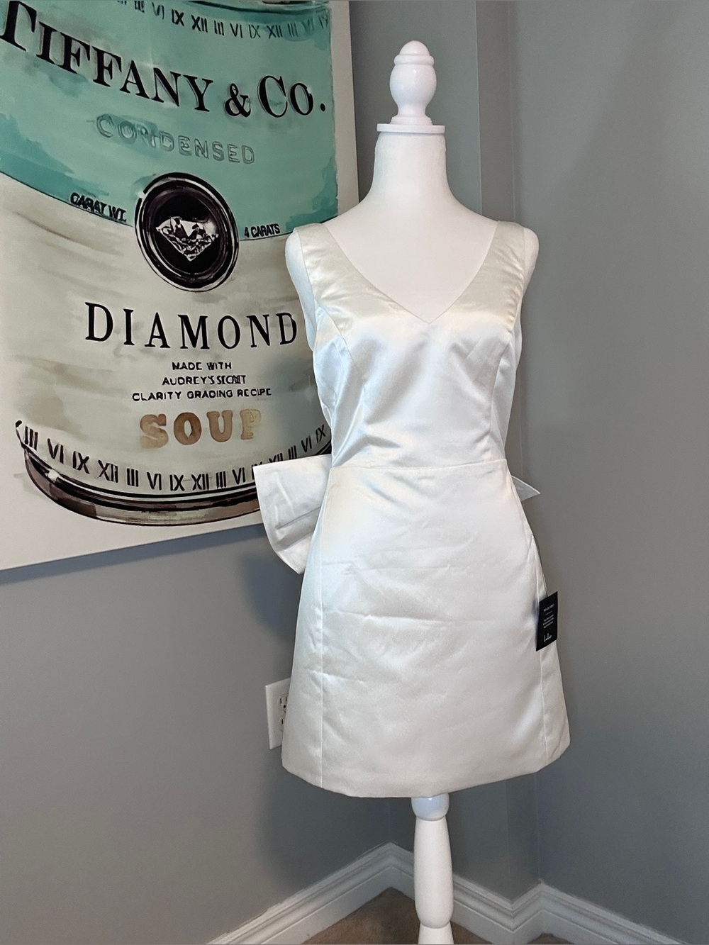 Lulus Charming Celebration White Taffeta Bow Mini Dress